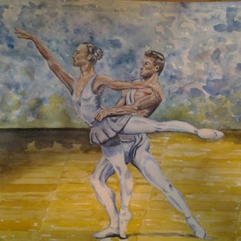 Pittura intitolato "classic dancers" da Kiko Cristoni, Opera d'arte originale, Acquarello Montato su Pannello di legno