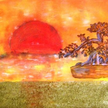 Painting titled "BONSAI" by Crislim, Original Artwork, Oil