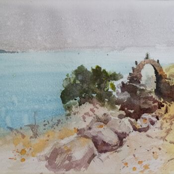 Painting titled "Entre lagunas" by Cristhian Velasquez Huallpa, Original Artwork, Watercolor