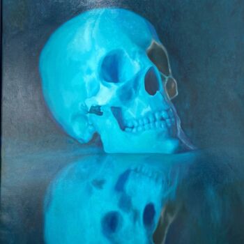 Painting titled "Skull 1" by Cristiano Felismina, Original Artwork, Oil Mounted on Wood Stretcher frame