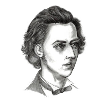 Σχέδιο με τίτλο "Frédéric Chopin - é…" από Cristina Barbato, Αυθεντικά έργα τέχνης, Γραφίτης