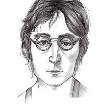 Dessin intitulée "John Lennon - étude" par Cristina Barbato, Œuvre d'art originale, Graphite