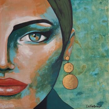 Pintura titulada "Golden Earring" por Cristina Boavida, Obra de arte original, Acrílico Montado en Bastidor de camilla de ma…