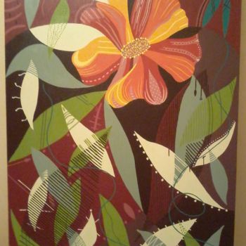 Peinture intitulée "Fleur solitaire" par Cristina Crouzillard, Œuvre d'art originale, Acrylique