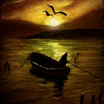 Pittura intitolato "quadro-pescatore.jpg" da Cristina De Biasio, Opera d'arte originale