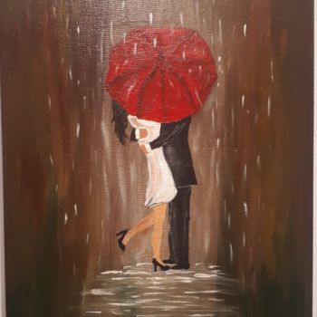 Painting titled "Red umbrella" by Cristina Dumitriu, Original Artwork, Acrylic