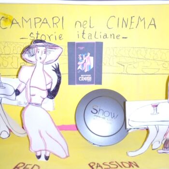 Printmaking titled "Depero Campari set…" by Cristina Frassoni, Original Artwork, Cardboard