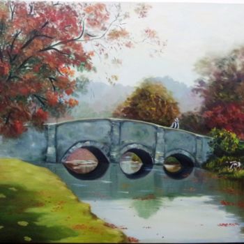 Pittura intitolato "A ponte (Releitura)" da Cristtina Pacheco, Opera d'arte originale