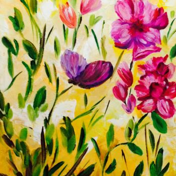 Painting titled "flores.jpg" by Cristtina Pacheco, Original Artwork, Oil