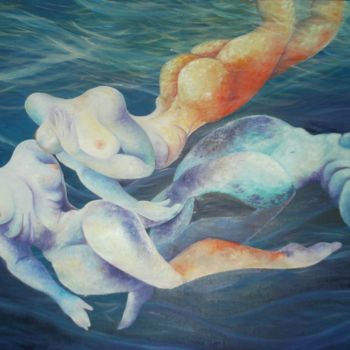 Painting titled "sirene-olio-su-tela…" by Crista, Original Artwork