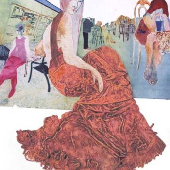 Incisioni, stampe intitolato "Cafe Gijon" da Cristina Santander, Opera d'arte originale, Acquaforte