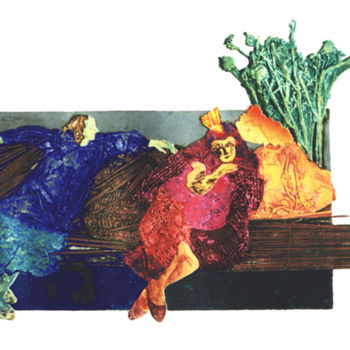 Incisioni, stampe intitolato "Dúo" da Cristina Santander, Opera d'arte originale, Collagraphy
