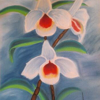 Painting titled "Flores intemporais" by Cristina Teixeira, Original Artwork, Pastel