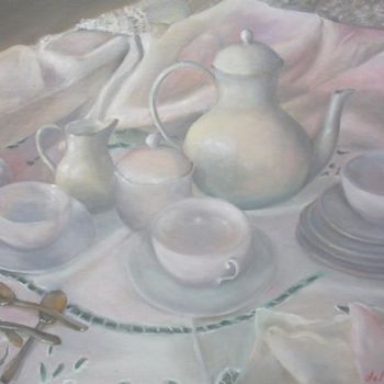 Painting titled "Visitas (The guests)" by Cristina Del Rosso, Original Artwork, Oil