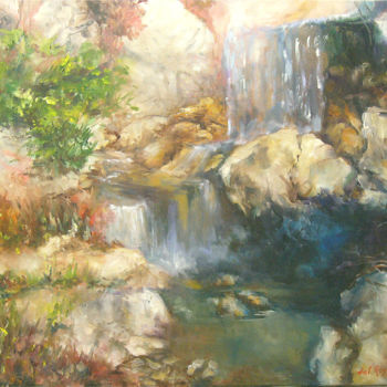 Painting titled "Agua. Parque Yamagu…" by Cristina Del Rosso, Original Artwork, Oil
