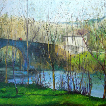 Malerei mit dem Titel "Puente de la Magdal…" von Cristina Del Rosso, Original-Kunstwerk, Öl