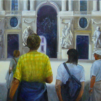 Painting titled "Turistas (Tourists)" by Cristina Del Rosso, Original Artwork, Oil
