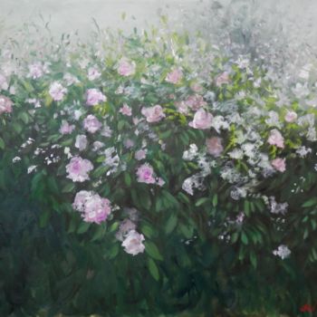 Painting titled "Rosas silvestres ho…" by Cristina Del Rosso, Original Artwork, Oil