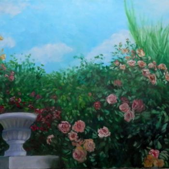 Pintura intitulada "Jardines Zizurtarra…" por Cristina Del Rosso, Obras de arte originais, Óleo