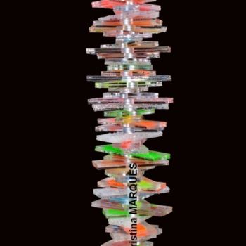 Sculpture titled "Totem Ice Rainbow" by Cristina Marquès, Original Artwork, Plastic