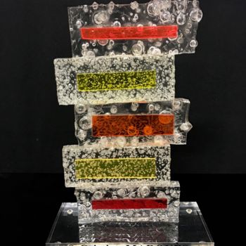 Sculpture titled "Fire Ice Tower" by Cristina Marquès, Original Artwork, Plastic