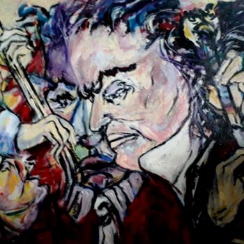Peinture intitulée "musicos-con-beethov…" par Cristina Vidal, Œuvre d'art originale