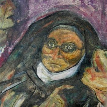 Dibujo titulada "La Monja - Retrato…" por Cristina Vidal, Obra de arte original