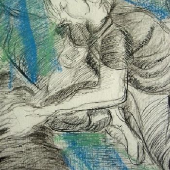 Disegno intitolato "Niña y perro" da Cristina Vidal, Opera d'arte originale