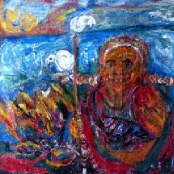 Pintura titulada "La vendedora de pes…" por Cristina Vidal, Obra de arte original