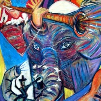 Pintura titulada "El circo con trompe…" por Cristina Vidal, Obra de arte original