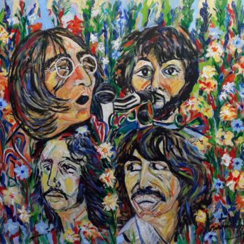 Peinture intitulée "The Beatles ll" par Cristina Vidal, Œuvre d'art originale, Acrylique