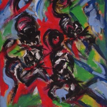 Pintura intitulada "Los gritos de los g…" por Cristina Vidal, Obras de arte originais