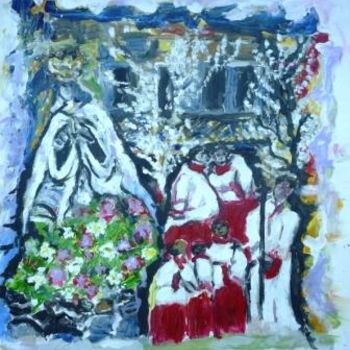 Pintura intitulada "Dia de la Virgen -…" por Cristina Vidal, Obras de arte originais