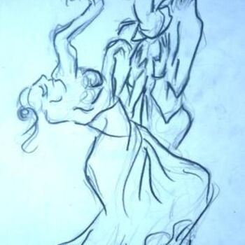 Картина под названием "Bocetos de Flamenco" - Cristina Vidal, Подлинное произведение искусства
