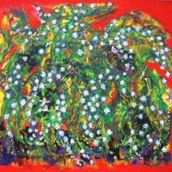 Painting titled "Mis jazmines celest…" by Cristina Vidal, Original Artwork