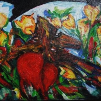 Painting titled "MI PERRO, PURO CORA…" by Cristina Vidal, Original Artwork