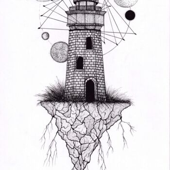 Tekening getiteld "The Lighthouse" door Critical Matt, Origineel Kunstwerk, Inkt