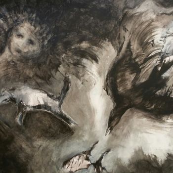 「Woman with animal s…」というタイトルの絵画 Catherine Rogersによって, オリジナルのアートワーク, アクリル