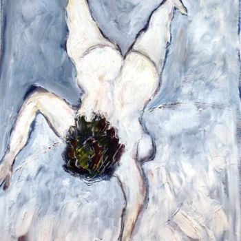 Painting titled "Falling Woman" by Catherine Rogers, Original Artwork, Oil