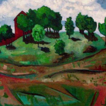 Painting titled "Sheep Hill / Aggeto…" by Catherine Rogers, Original Artwork, Oil