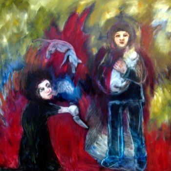 Pittura intitolato "Mother and Daughter" da Catherine Rogers, Opera d'arte originale, Olio