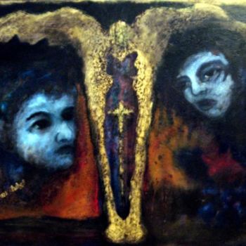 Painting titled "Archangel and Two S…" by Catherine Rogers, Original Artwork, Oil