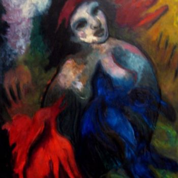 Painting titled "Bird Woman" by Catherine Rogers, Original Artwork, Oil