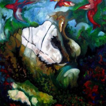 Painting titled "Morning Song Land" by Catherine Rogers, Original Artwork, Oil