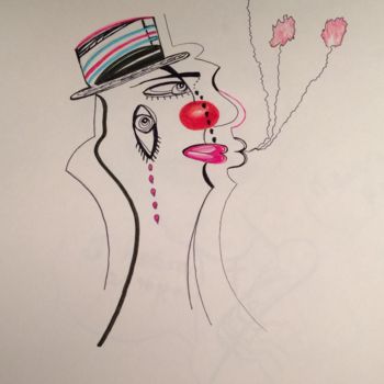 Drawing titled "Adieu mon clown 2" by Lrog, Original Artwork