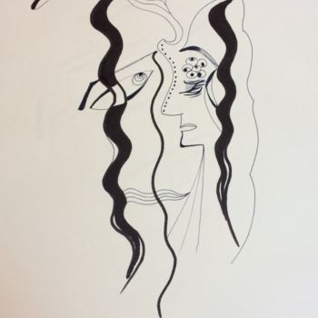 Drawing titled "TU penses à quoi?" by Lrog, Original Artwork