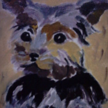 Painting titled "CHIEN" by Lodya, Original Artwork, Oil