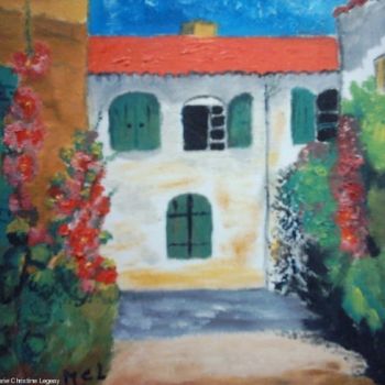 Painting titled "MAISON CHARENTAISE" by Lodya, Original Artwork, Oil