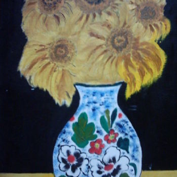Painting titled "TOURNESOLS - SUNFLO…" by Lodya, Original Artwork, Oil