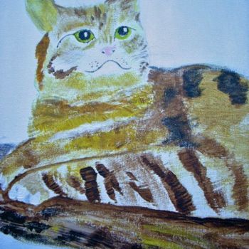 Peinture intitulée "CHAT KATZE CAT GATO" par Lodya, Œuvre d'art originale, Huile